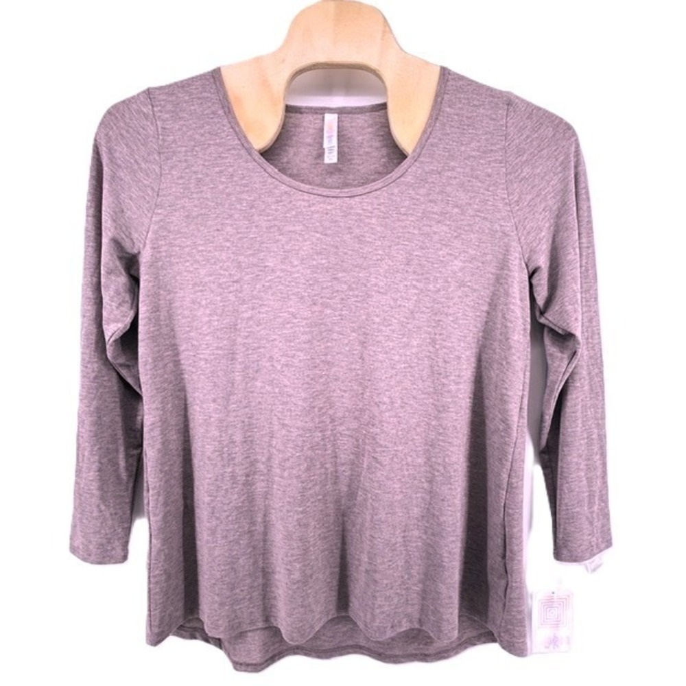 LuLaRoe Lynnae Top Womens 2XL Heathered Mauve Purple Long Sleeve Scoop Neck NEW